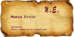 Maksa Ervin névjegykártya